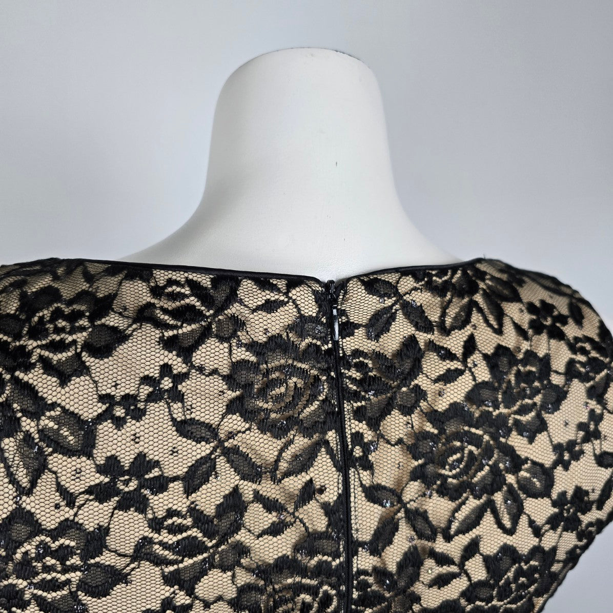 Narianna Black Lace Chiffon Fit & Flare Midi Dress XS
