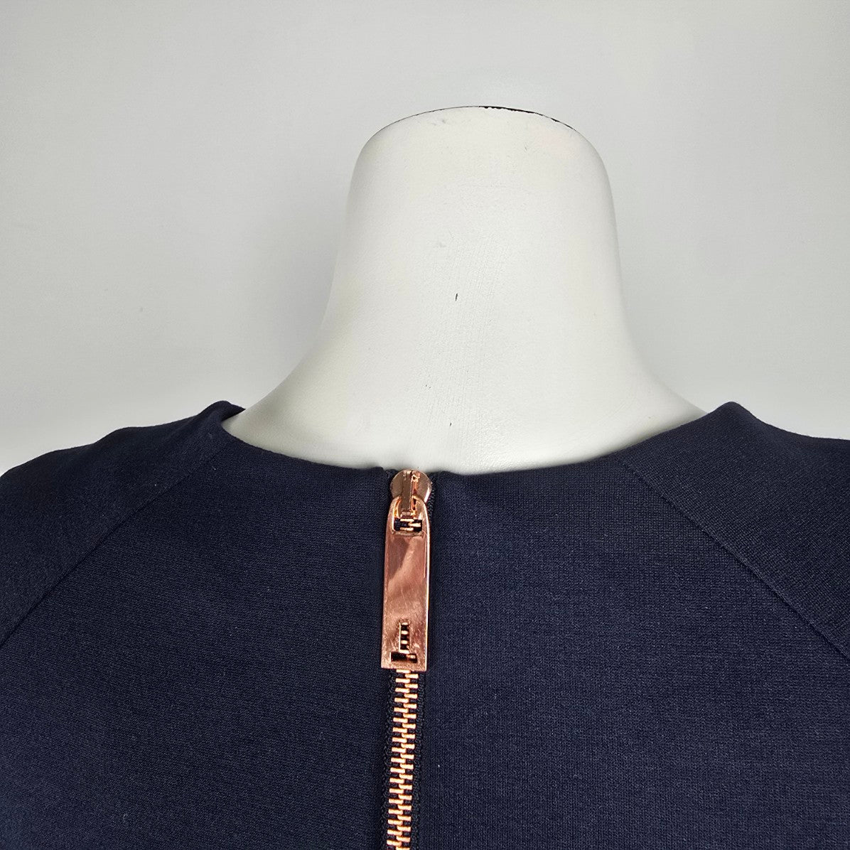 Ted Baker Navy Blue Exposed Zipper Sheath Dress Size 1