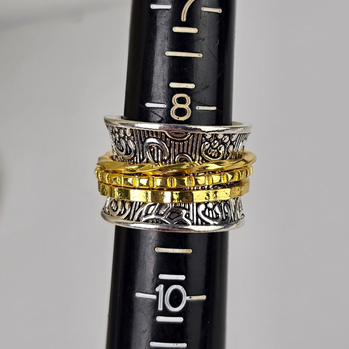 Silver & Gold Tone Spinner Ring Size 9