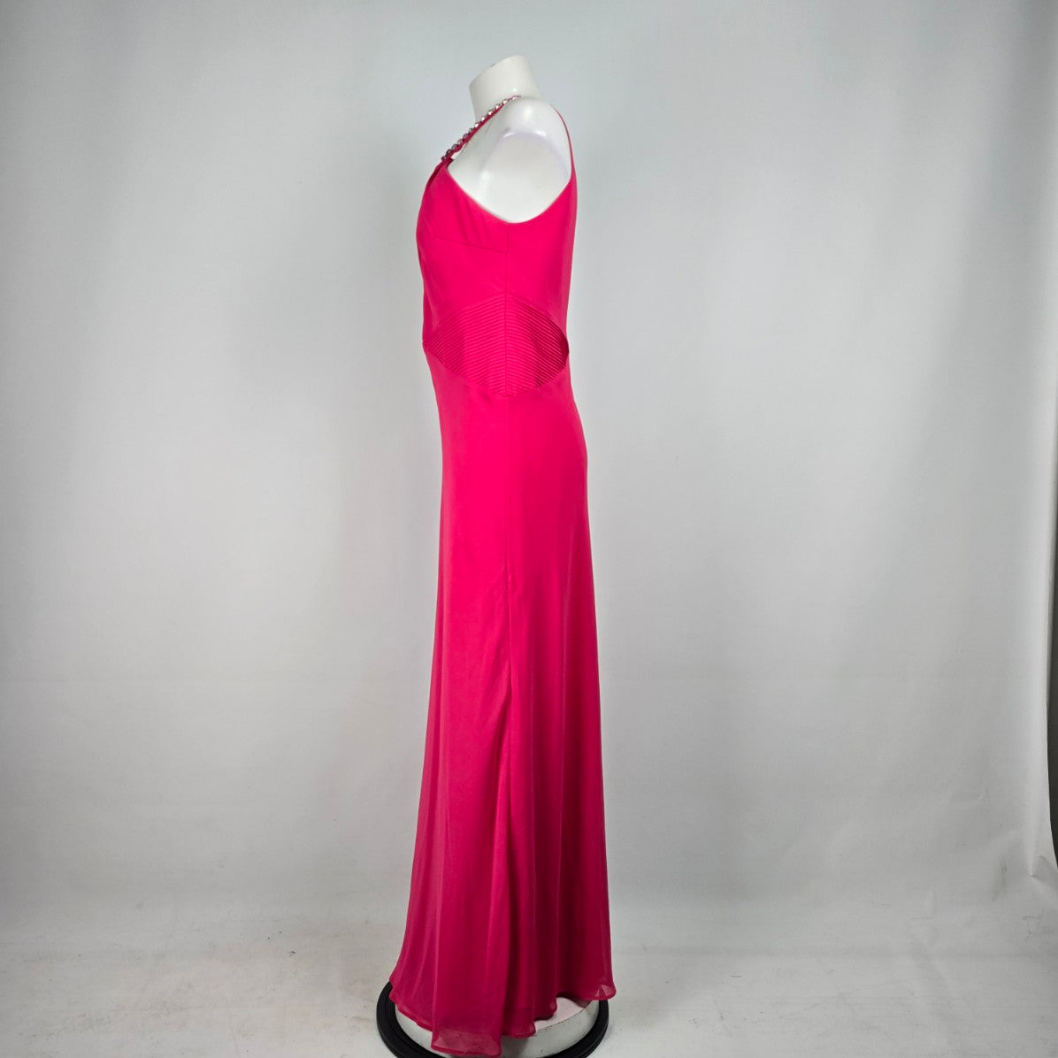 Fuchsia Pink Studded Neckline Event Dress Size M