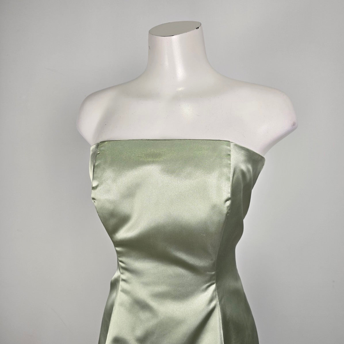 Green Satin Strapless Fit & Flare Dress Size M