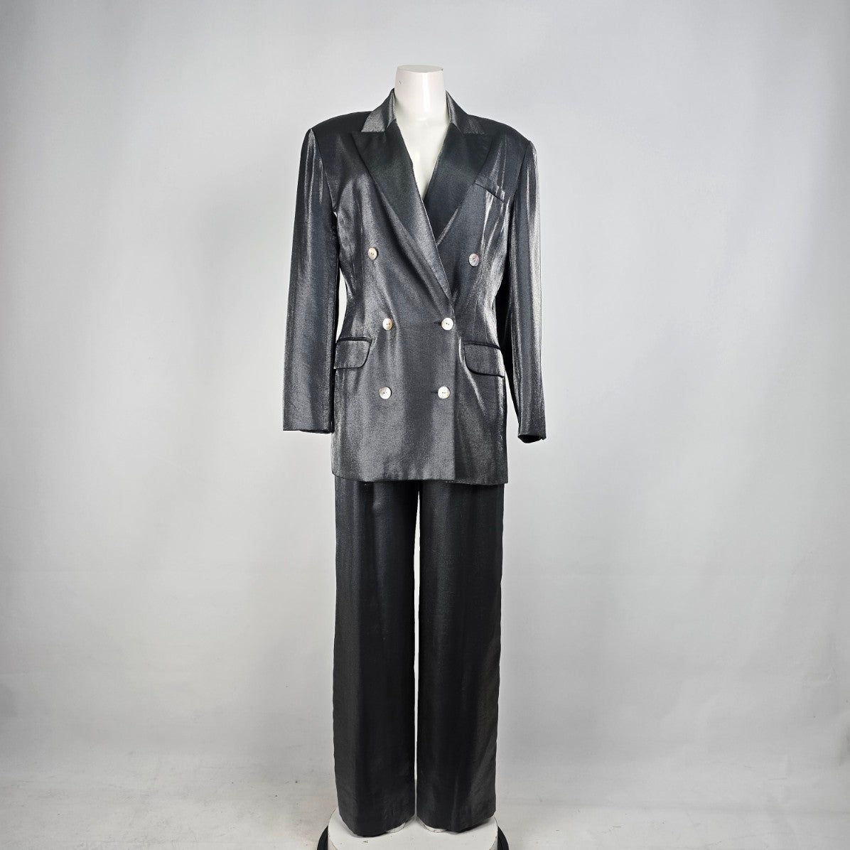 Vintage MK Studio Grey Double Breasted Suit Blazer & Dress Pants Size 5
