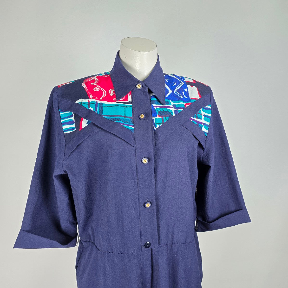 Vintage Mr. Max Navy Collared Jumpsuit Size 10
