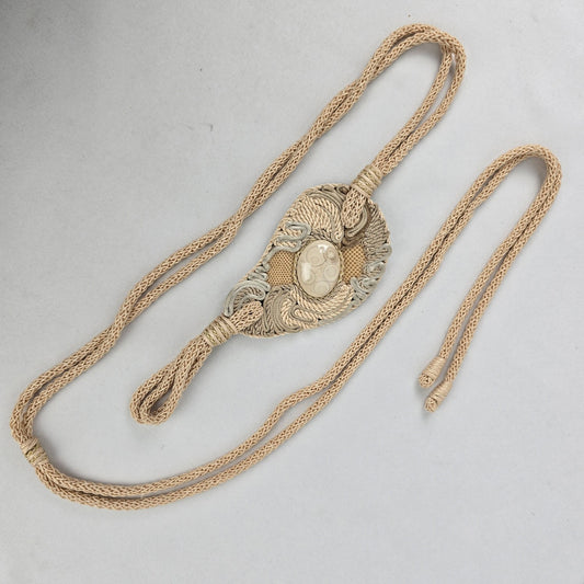 Vintage Cream Cord Stone Detail Belt