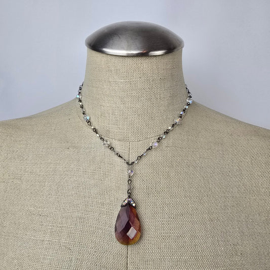 Avon Faceted Purple Beaded Pendant Necklace
