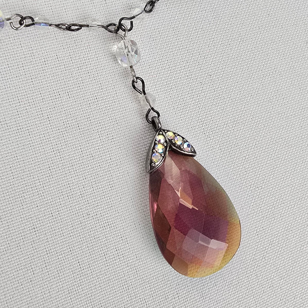 Avon Faceted Purple Beaded Pendant Necklace