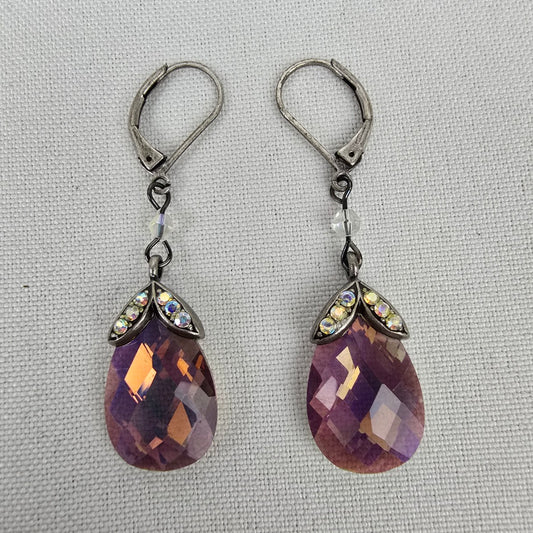 Avon Faceted Purple Drop Earrings