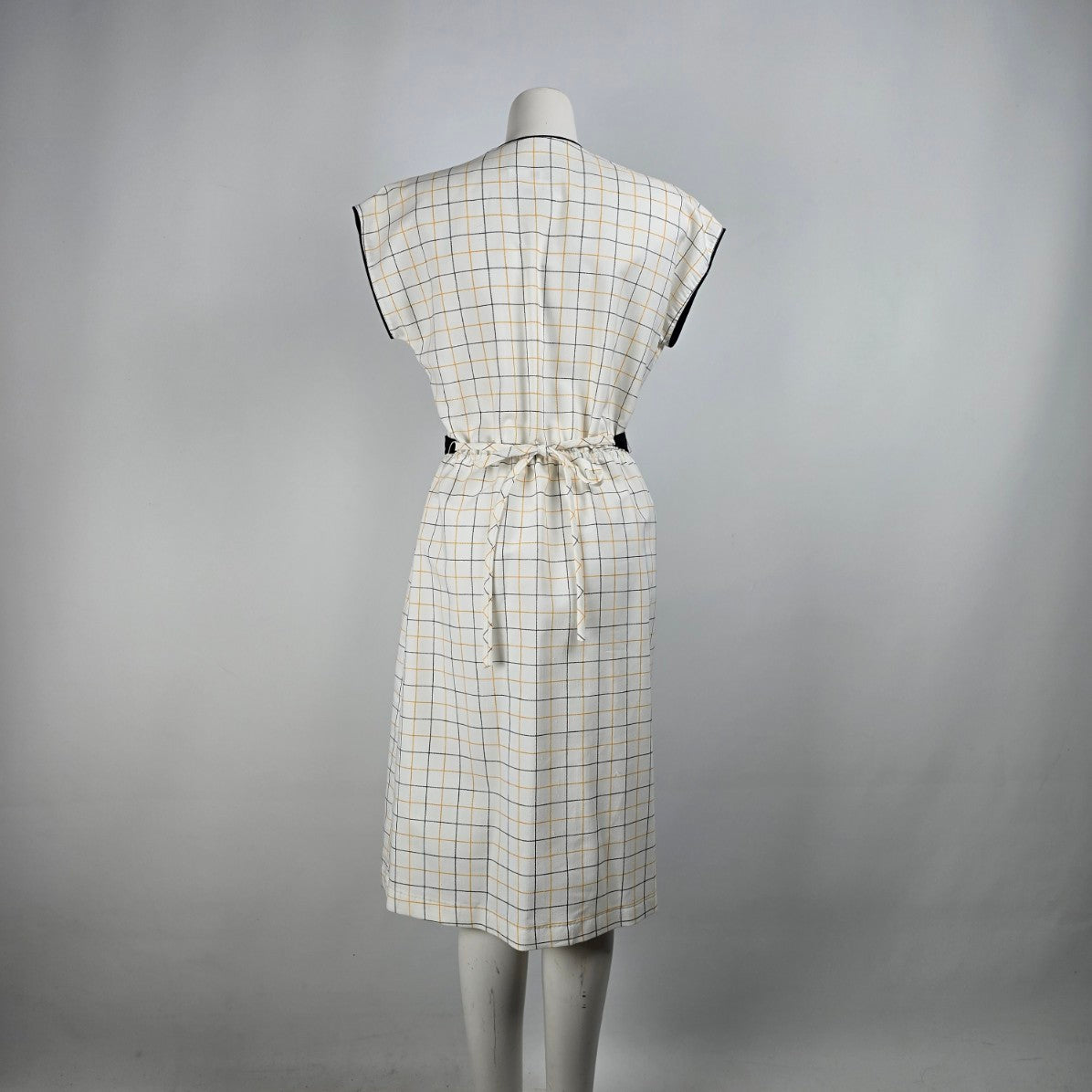 Vintage Leslie Belle White Check Midi Dress Size L