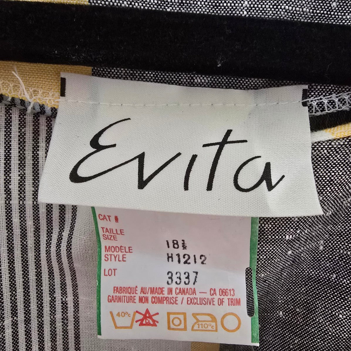 Vintage Evita Yellow & Grey Midi Dress Size XL