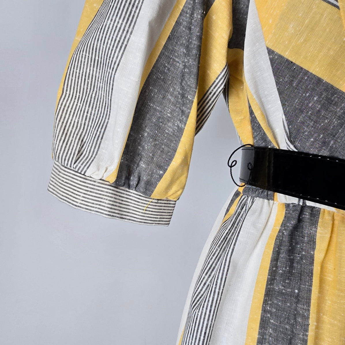 Vintage Evita Yellow & Grey Midi Dress Size XL