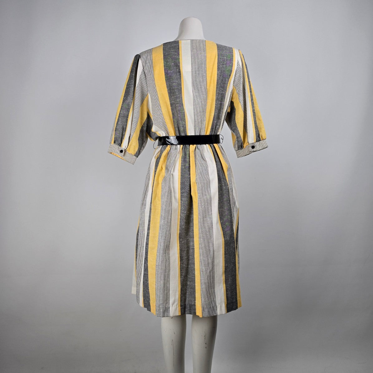Vintage Evita Yellow & Grey Midi Dress Size XL
