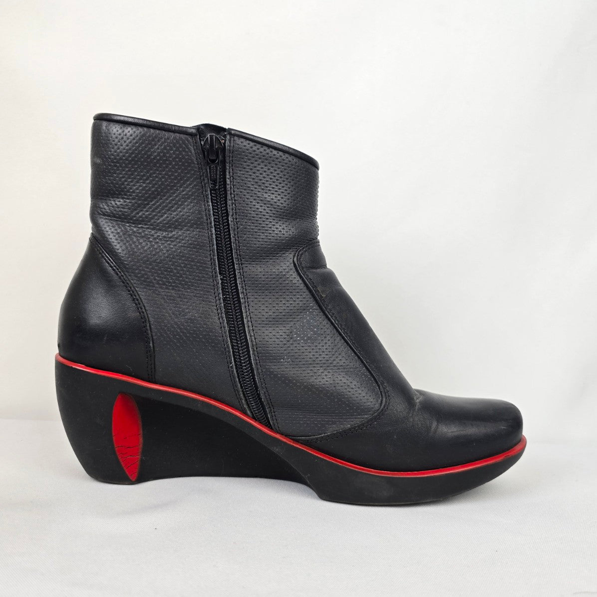 Naot Black & Red Heeled Boots Size 8.5