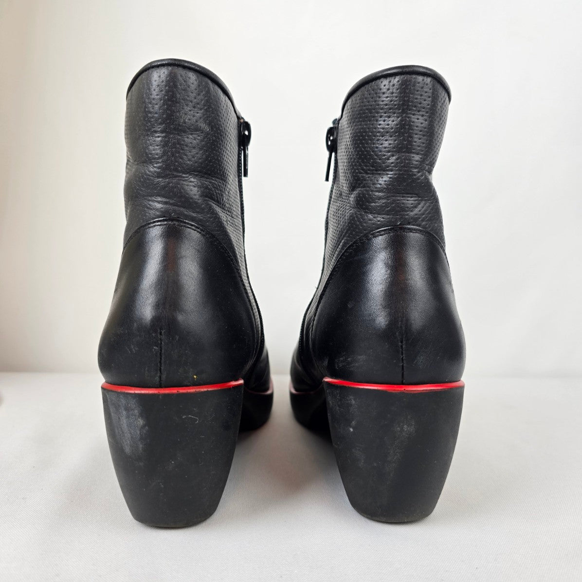Naot Black & Red Heeled Boots Size 8.5