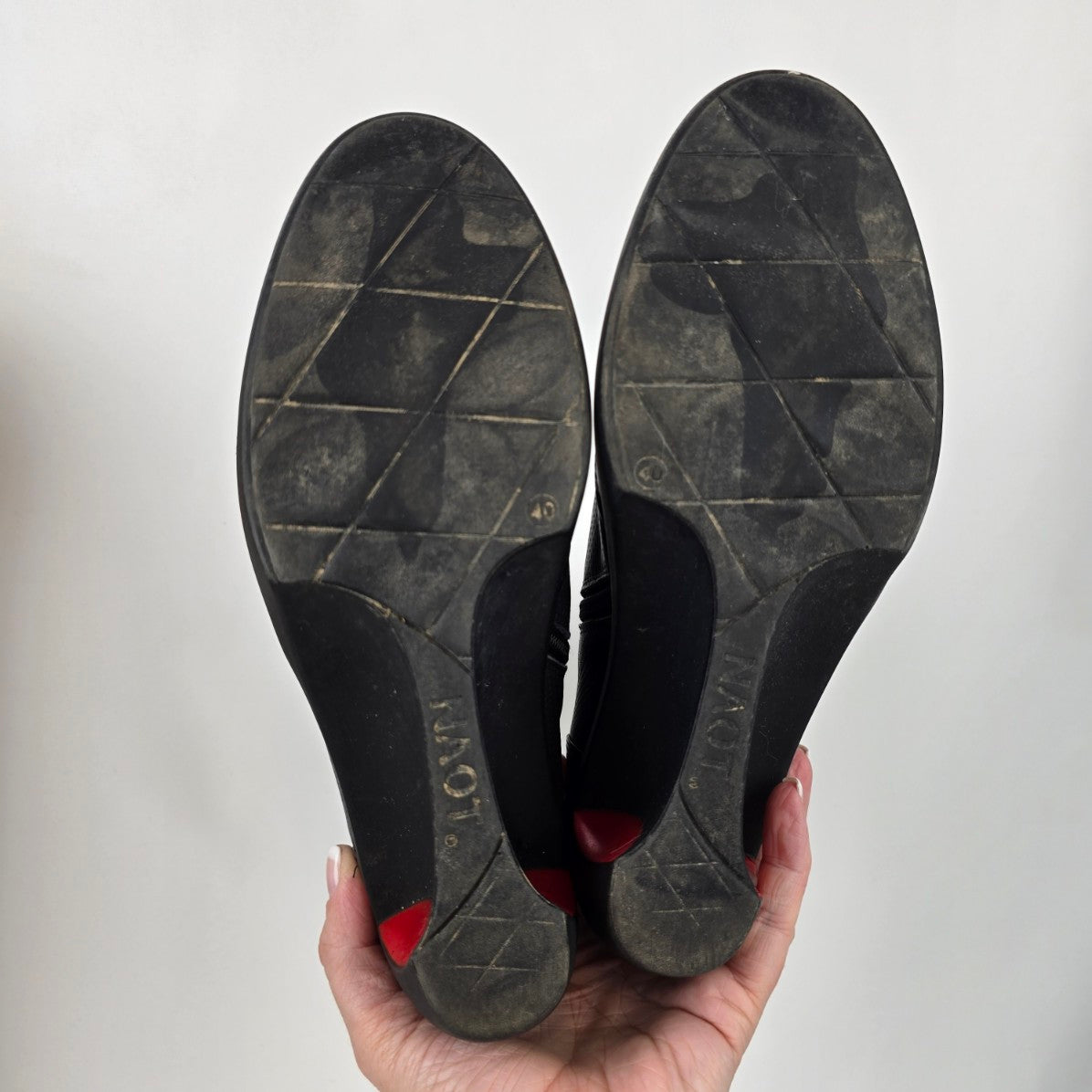 Naot Black & Red Heeled Boots Size 8.5