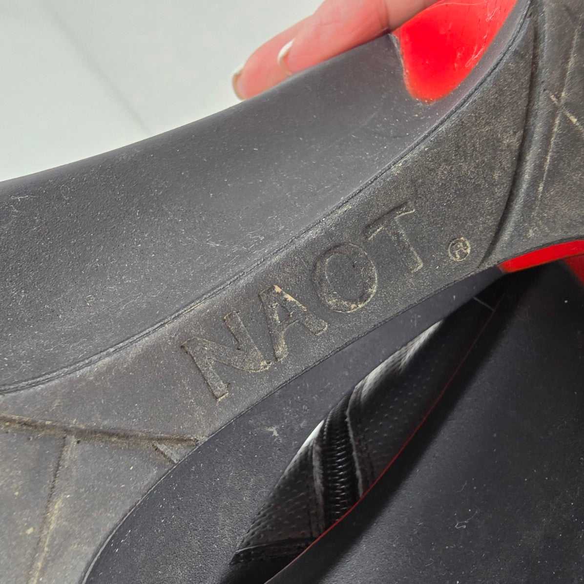 Naot Black & Red Heeled Boots Size 8.5