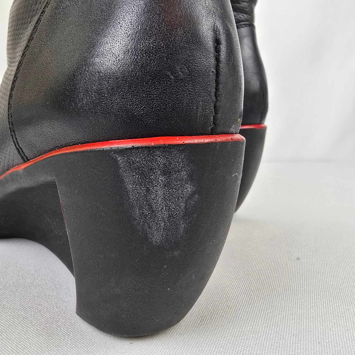 Naot Black & Red Heeled Boots Size 8.5