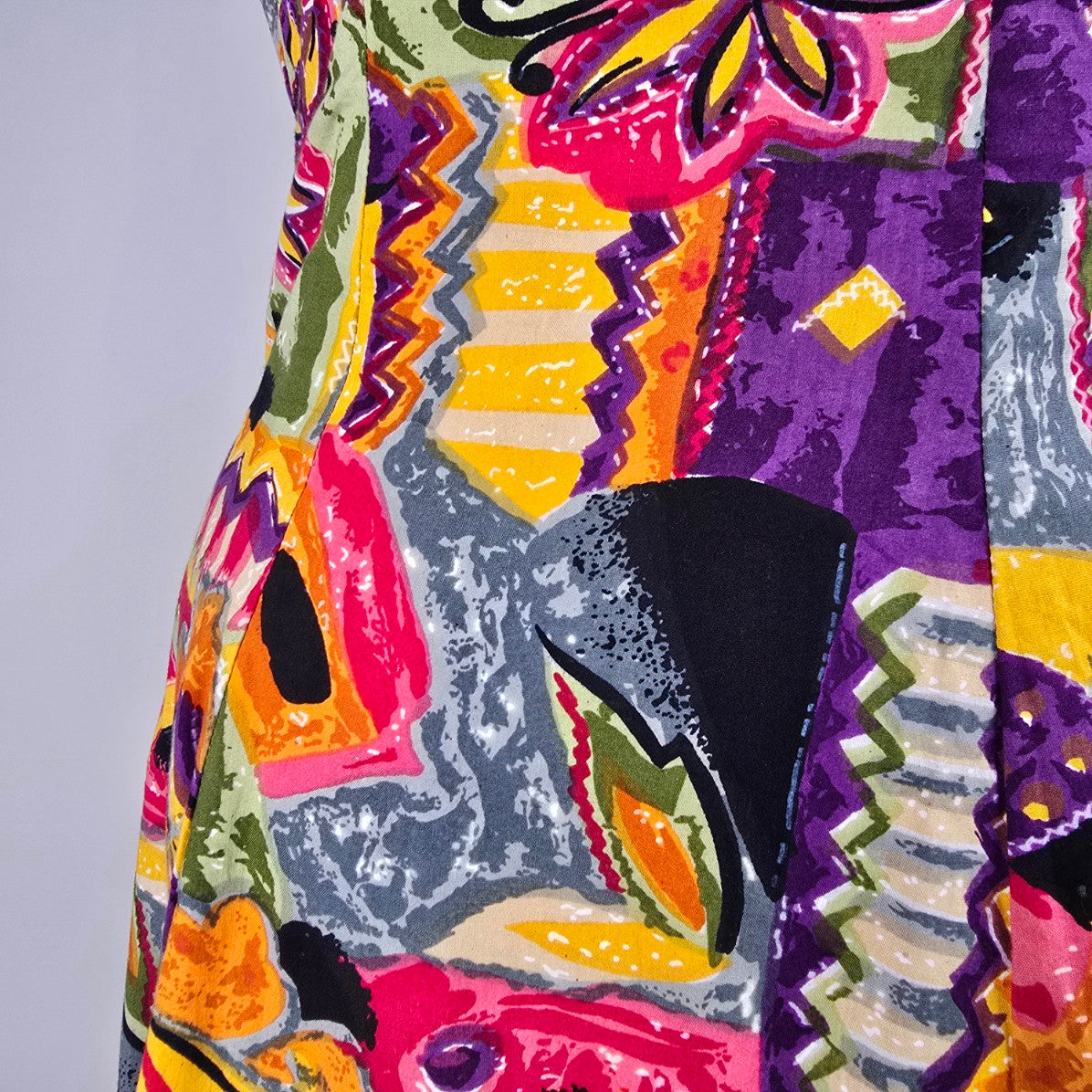 Vintage Fair Set Purple Cotton Graphic Print Maxi Dress Size 16