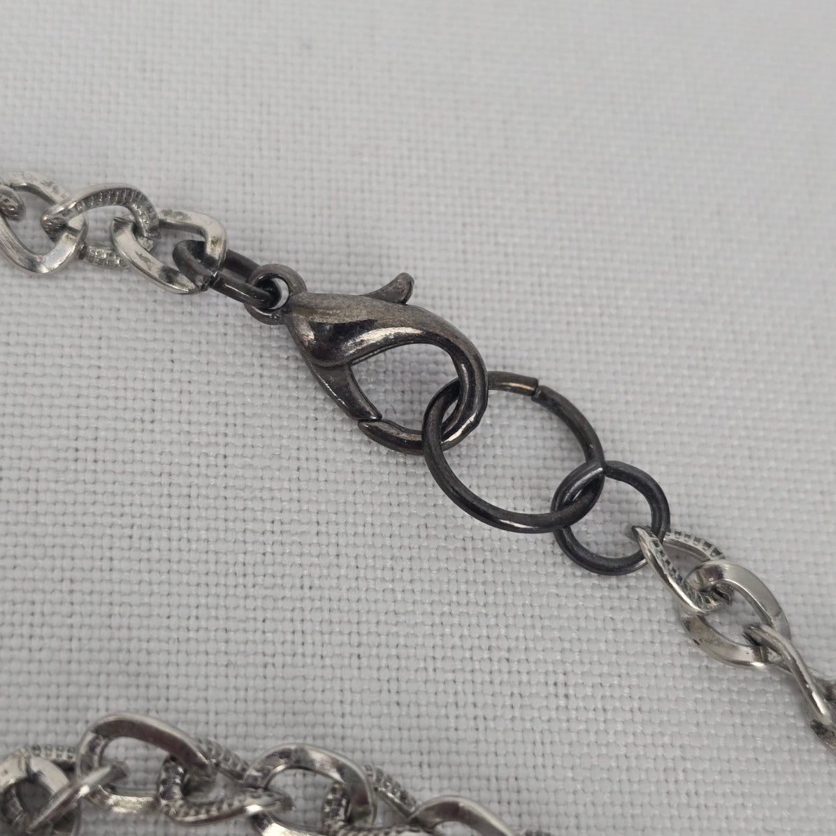 Silver Tone Black Glass Tassel Pendant Long Necklace