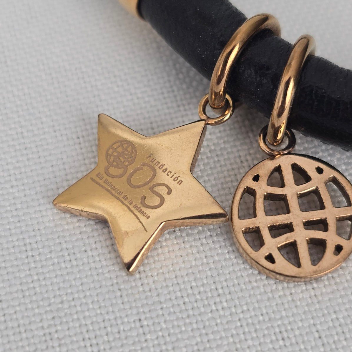 Folli Follie Rose Gold Plated Heart Black Leather Bracelet