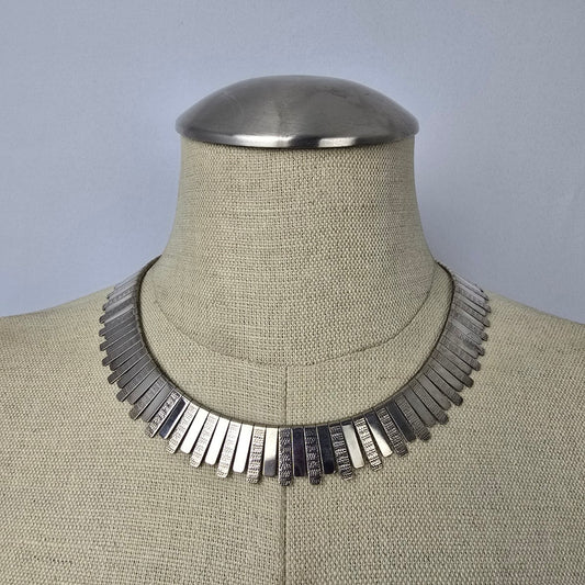 Vintage Silver Tone Egyptian Collar Necklace