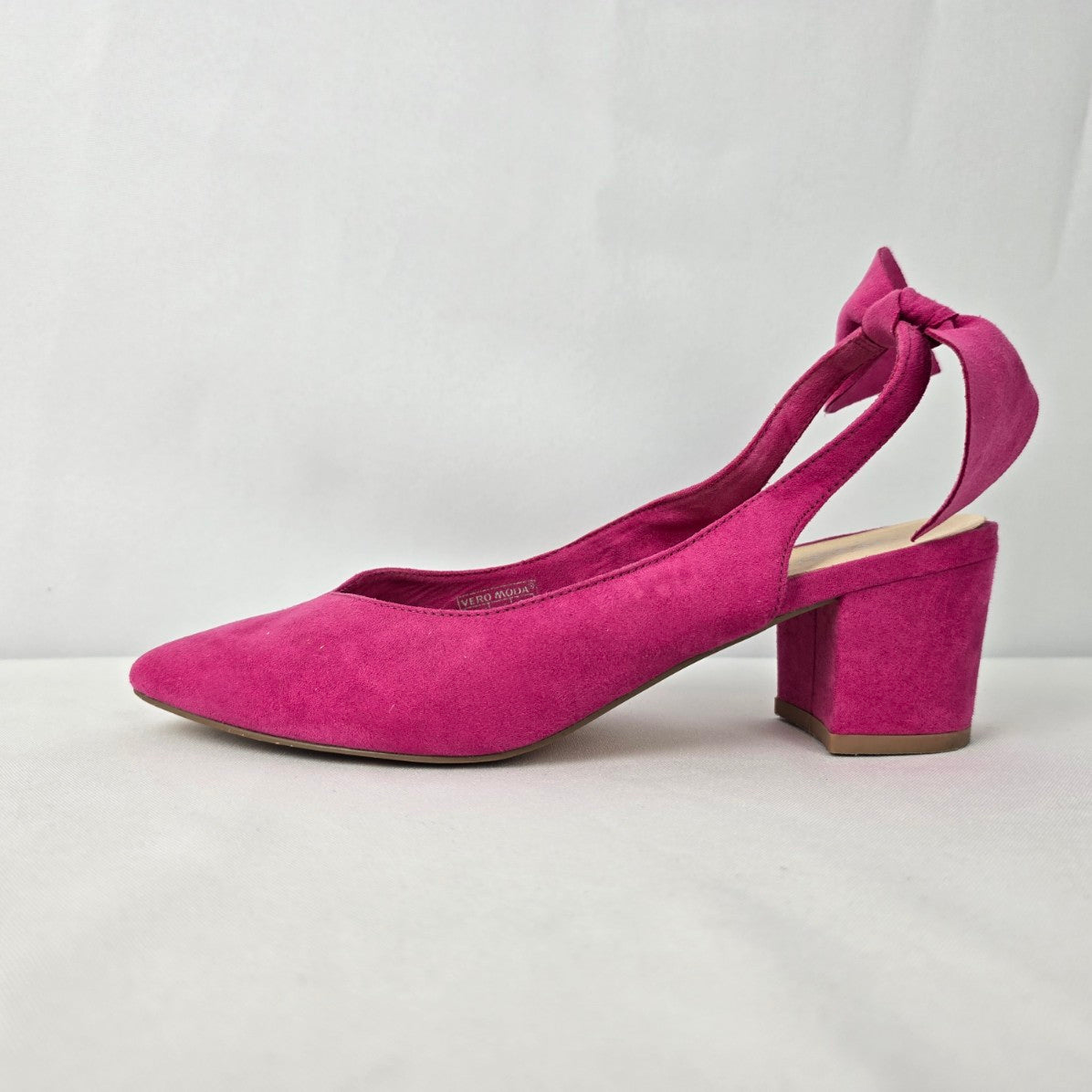 Vero Moda Pink Sling Back Pointed Toe Block Heel Shoes Size 6