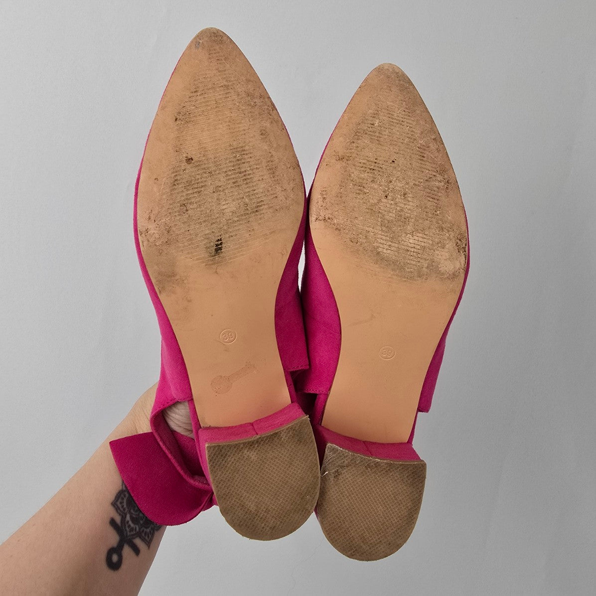 Vero Moda Pink Sling Back Pointed Toe Block Heel Shoes Size 6