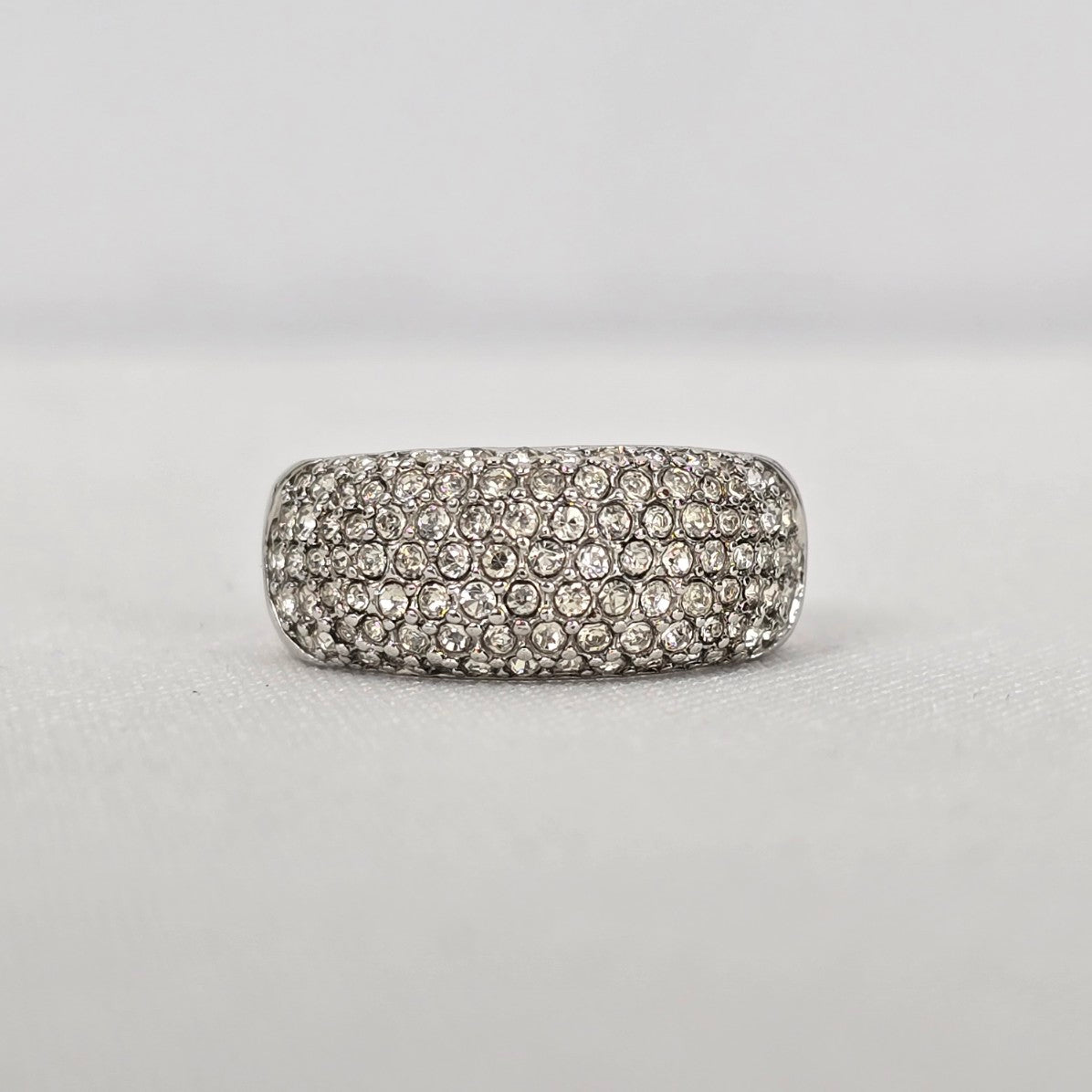 Silver Tone Rhinestone Ring Size 7