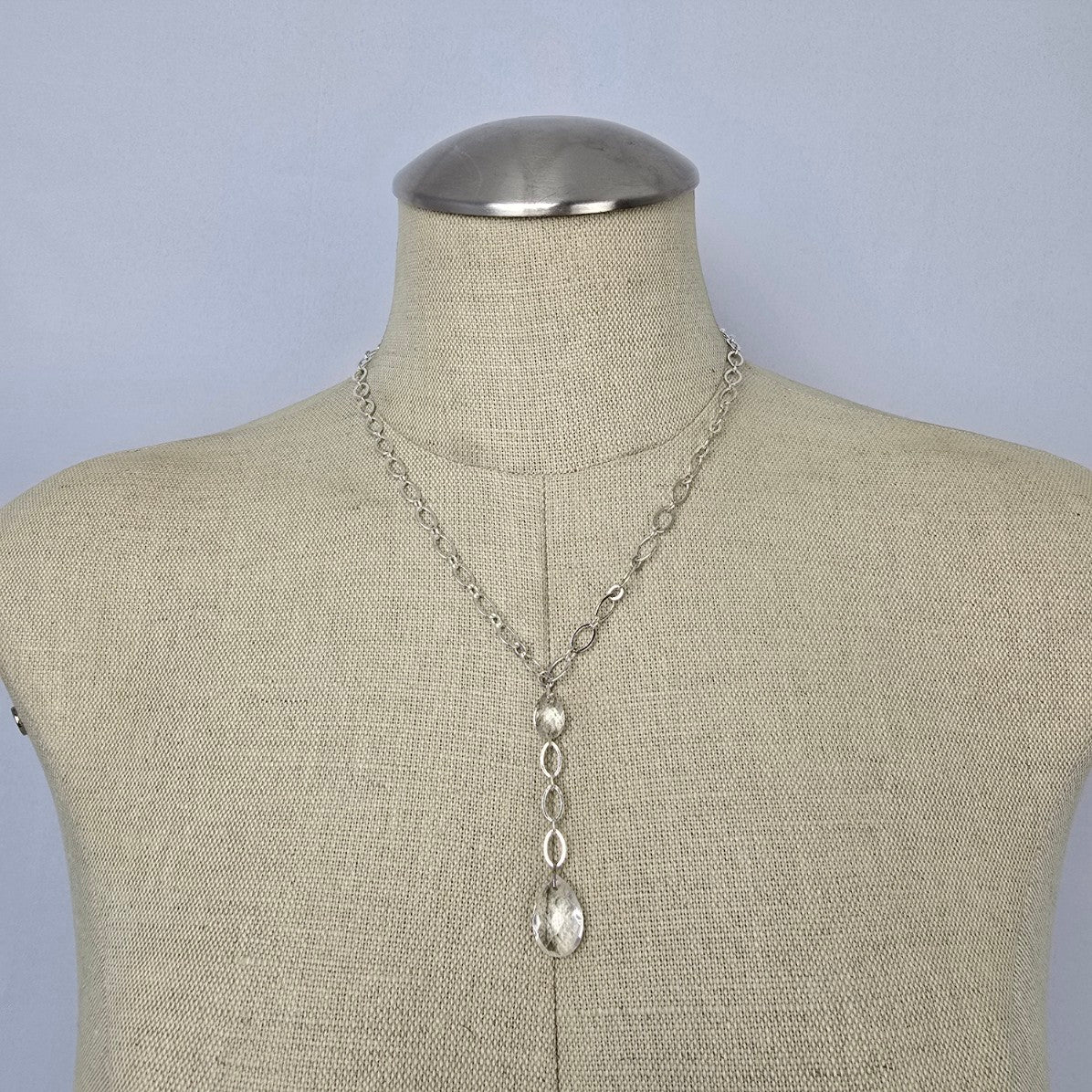 Avon Silver Tone Crystal Drop Necklace & Earrings