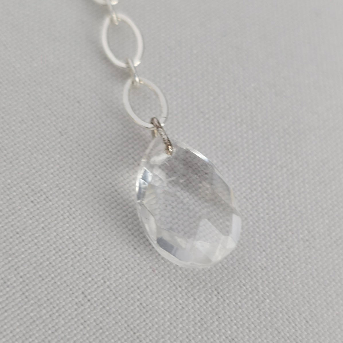 Avon Silver Tone Crystal Drop Necklace & Earrings