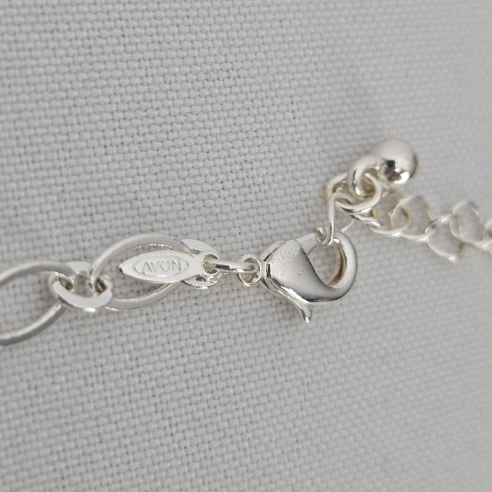 Avon Silver Tone Crystal Drop Necklace & Earrings