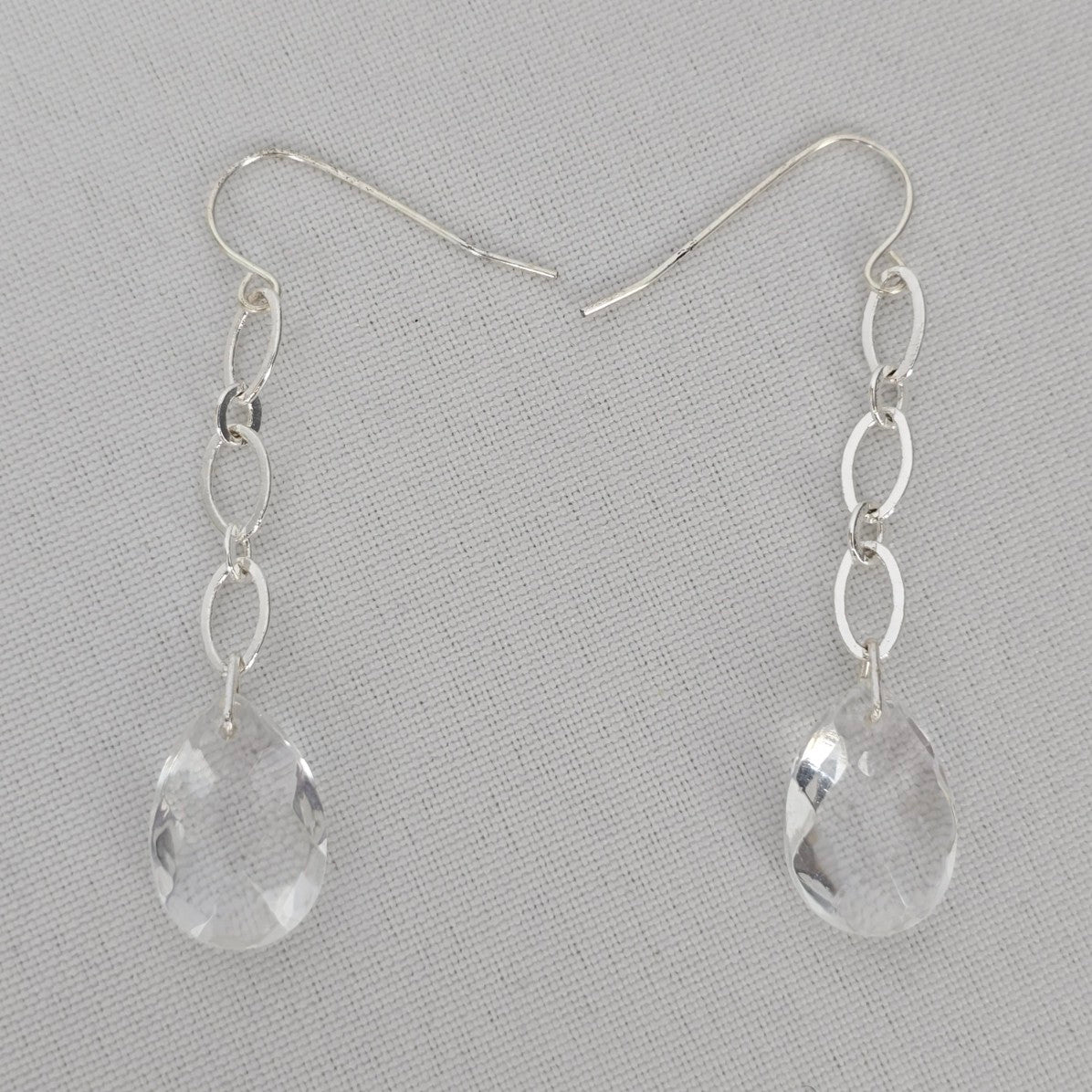 Avon Silver Tone Crystal Drop Necklace & Earrings