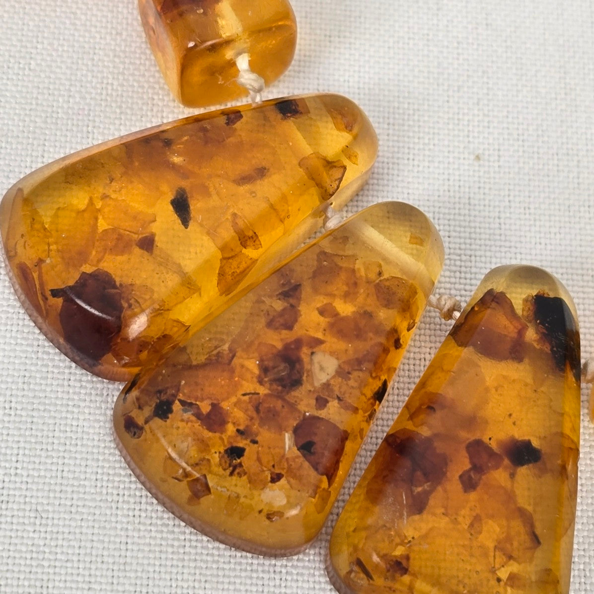 Vintage Amber Hand Knotted Beaded Long Necklace
