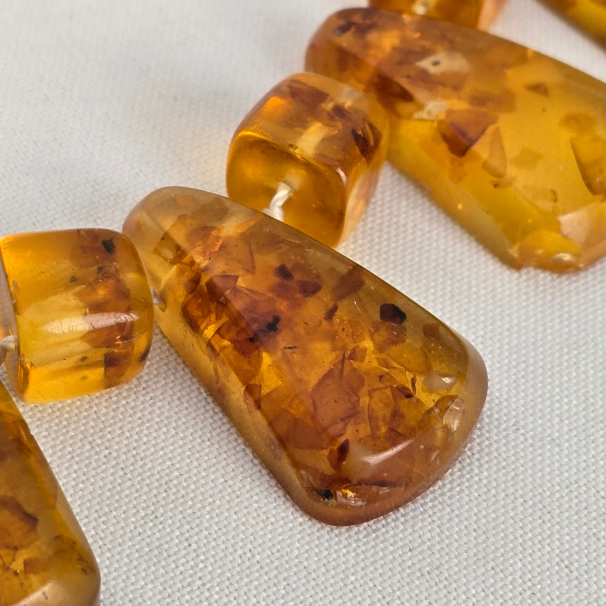 Vintage Amber Hand Knotted Beaded Long Necklace