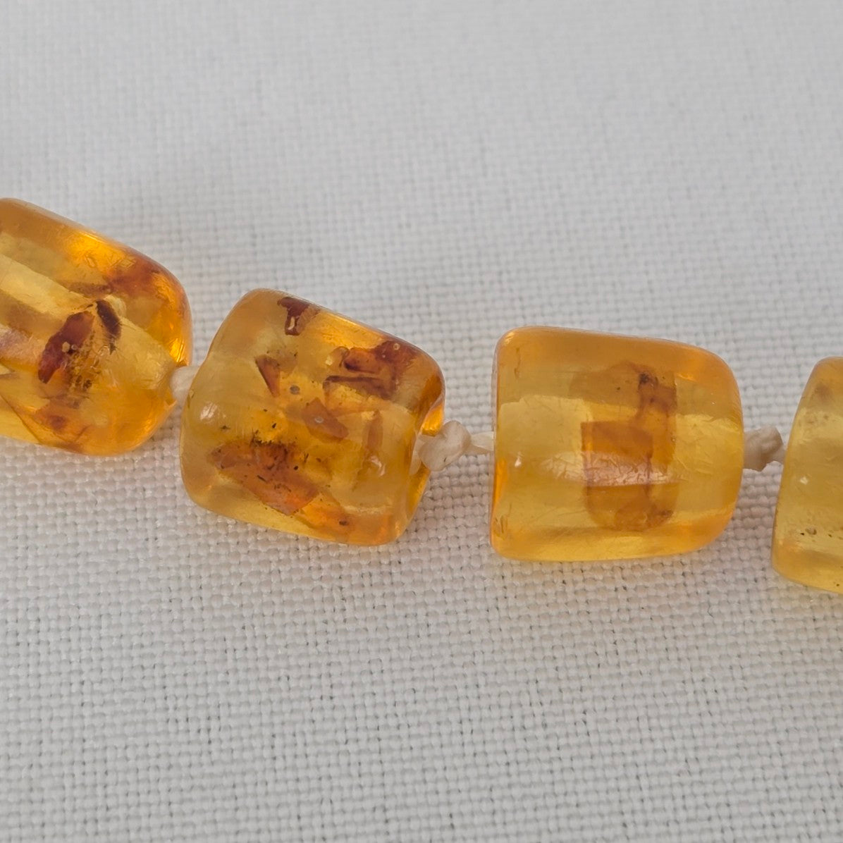 Vintage Amber Hand Knotted Beaded Long Necklace