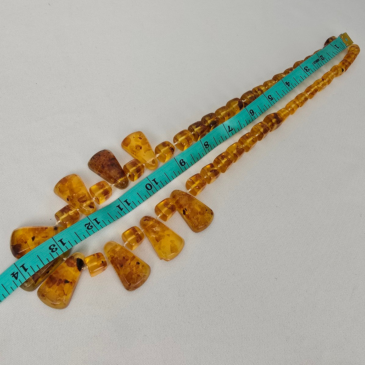 Vintage Amber Hand Knotted Beaded Long Necklace
