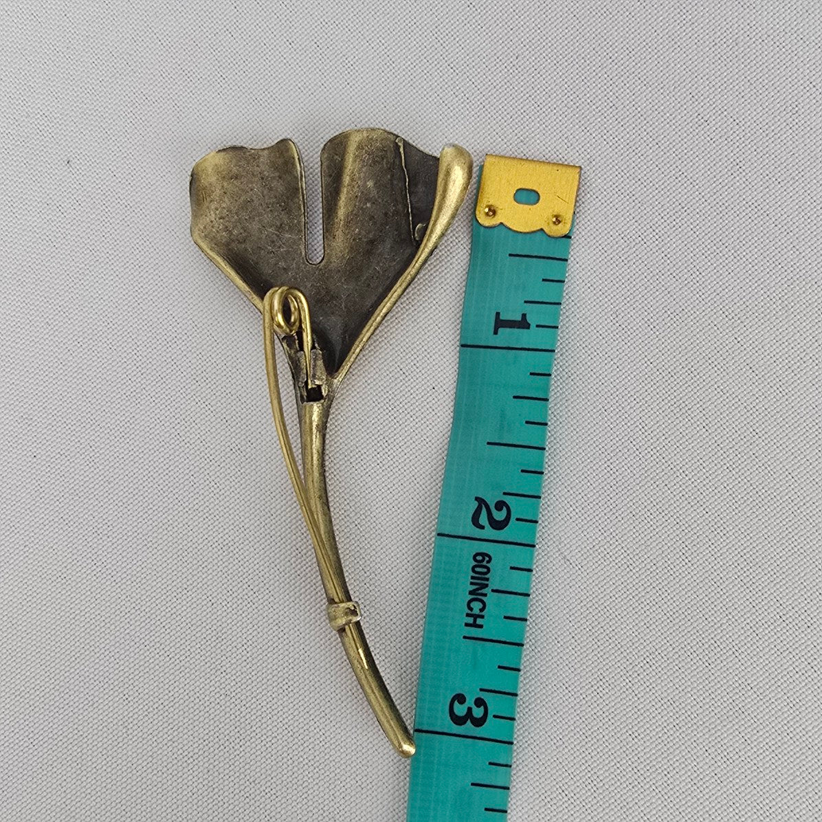 Bronze Floral Leaf Safety Pin Brooch