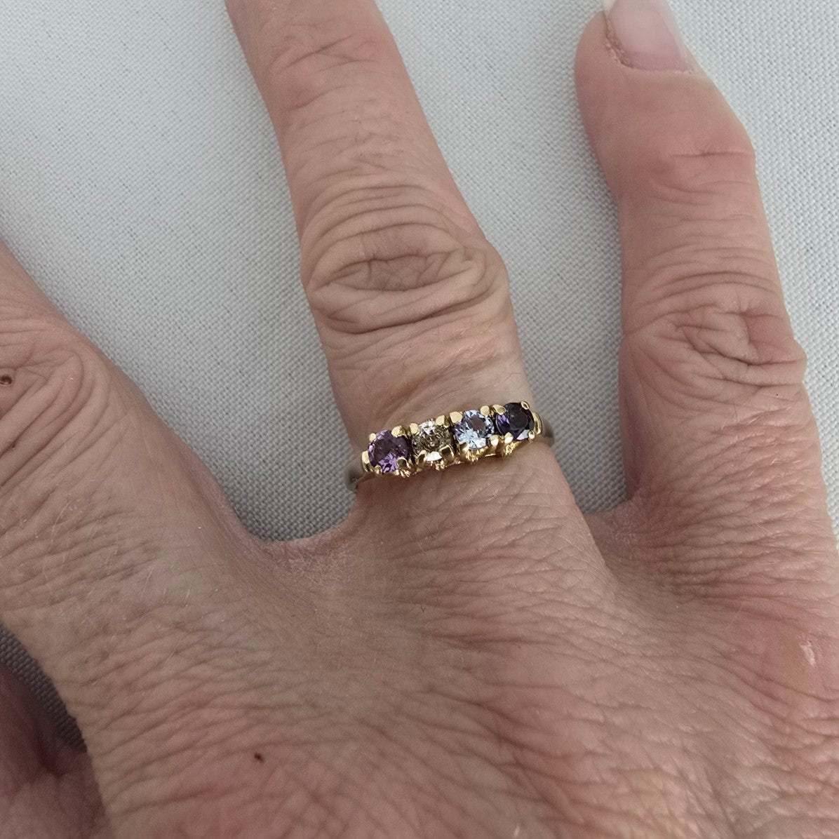 10K Gold 4 Gem Stone Ring Size 8