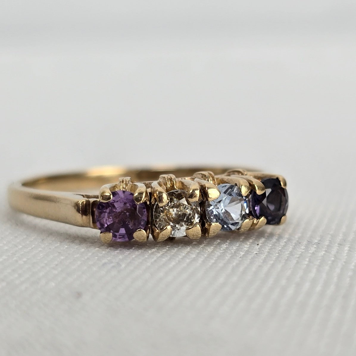 10K Gold 4 Gem Stone Ring Size 8