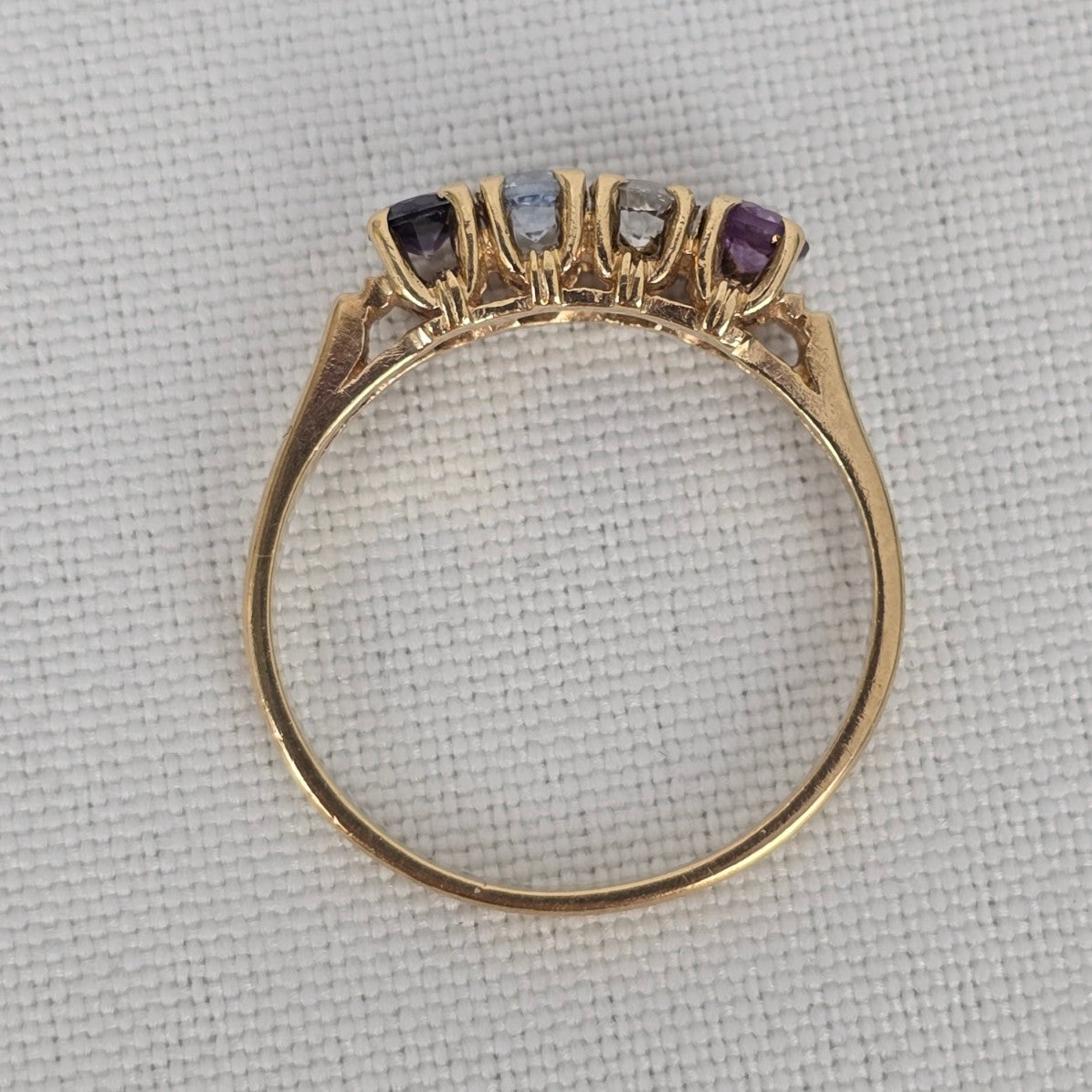 10K Gold 4 Gem Stone Ring Size 8