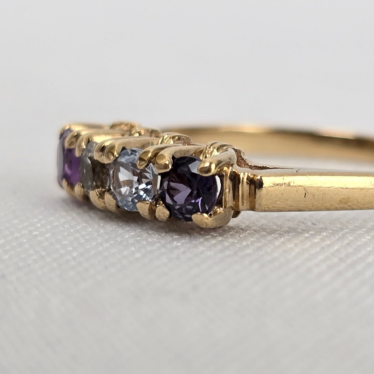 10K Gold 4 Gem Stone Ring Size 8
