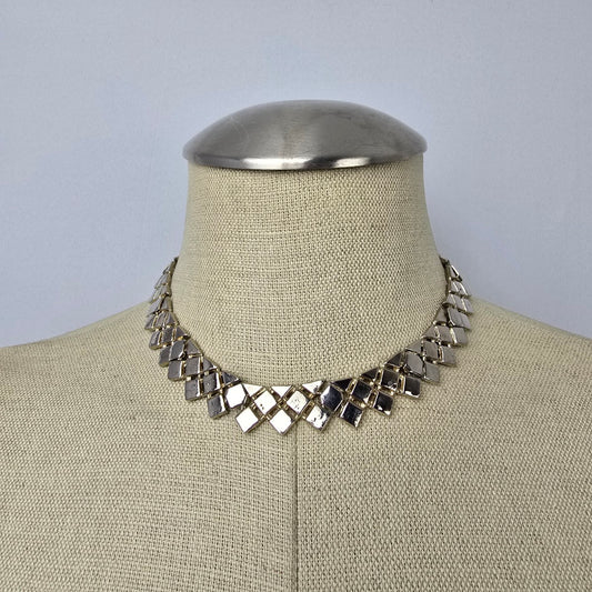 Vintage Silver Tone Collar Necklace