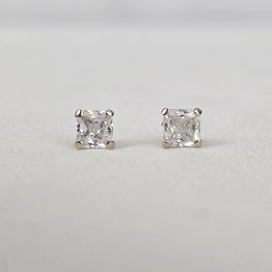 CZ 10K White Gold Stud Earrings