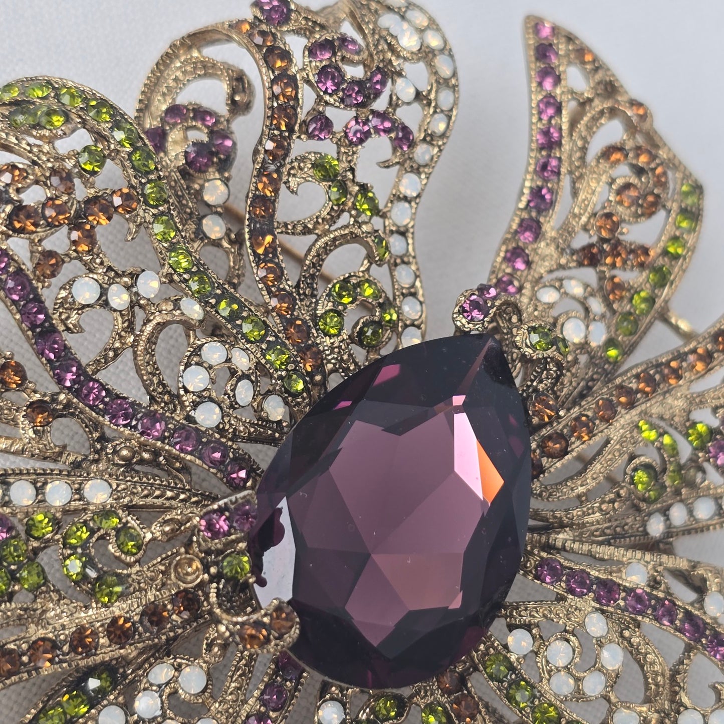 Purple Flower Crystal Oversize Brooch