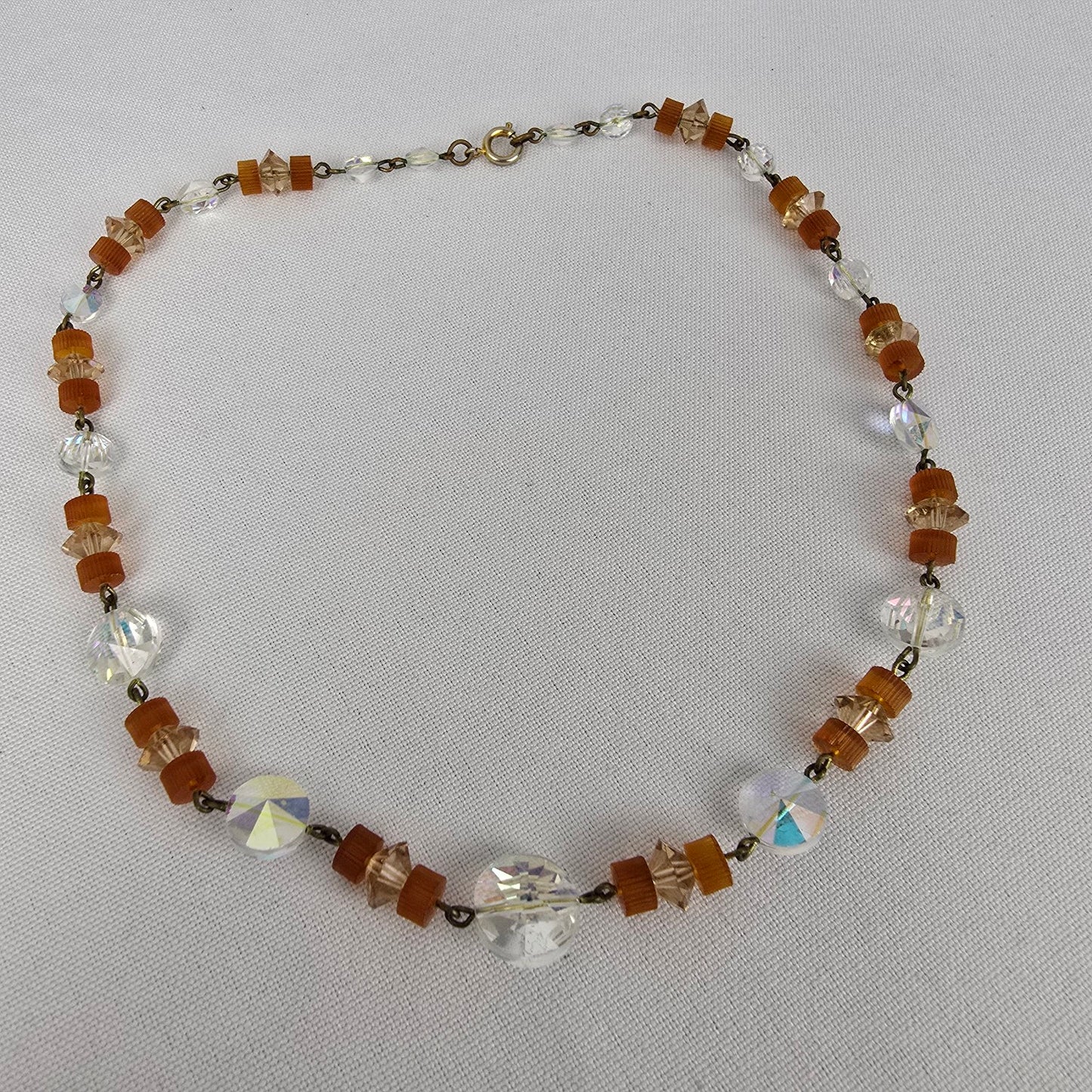 Vintage Cut Crystal Topaz Beaded Collar Necklace