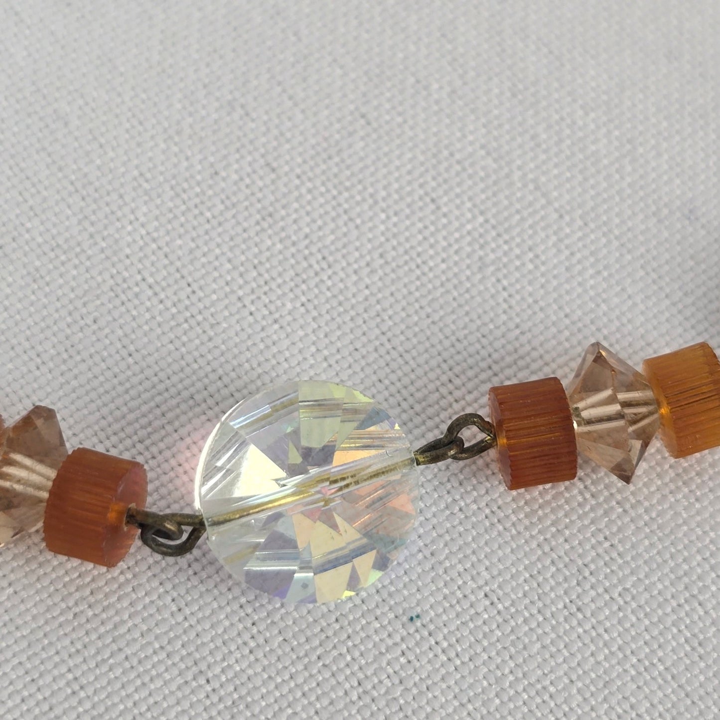 Vintage Cut Crystal Topaz Beaded Collar Necklace