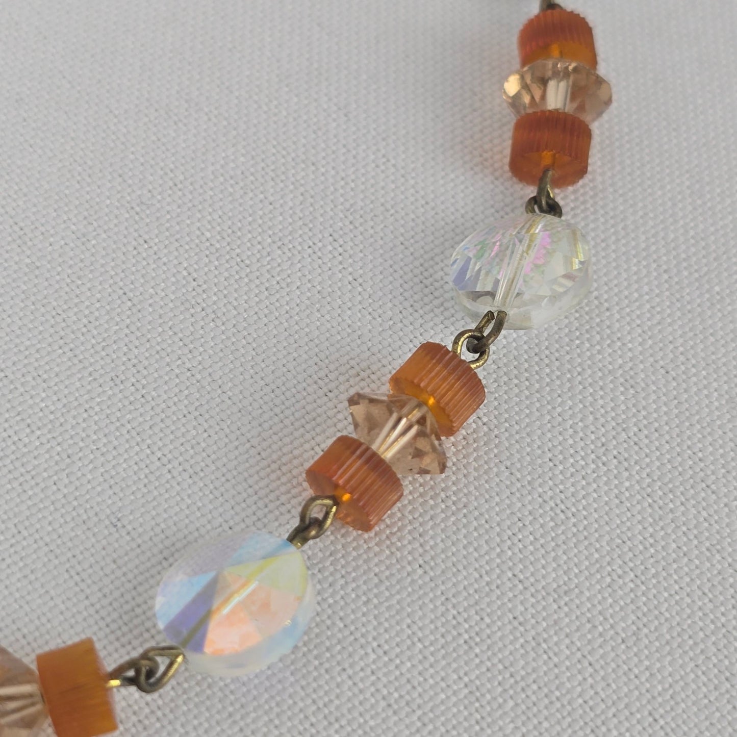 Vintage Cut Crystal Topaz Beaded Collar Necklace