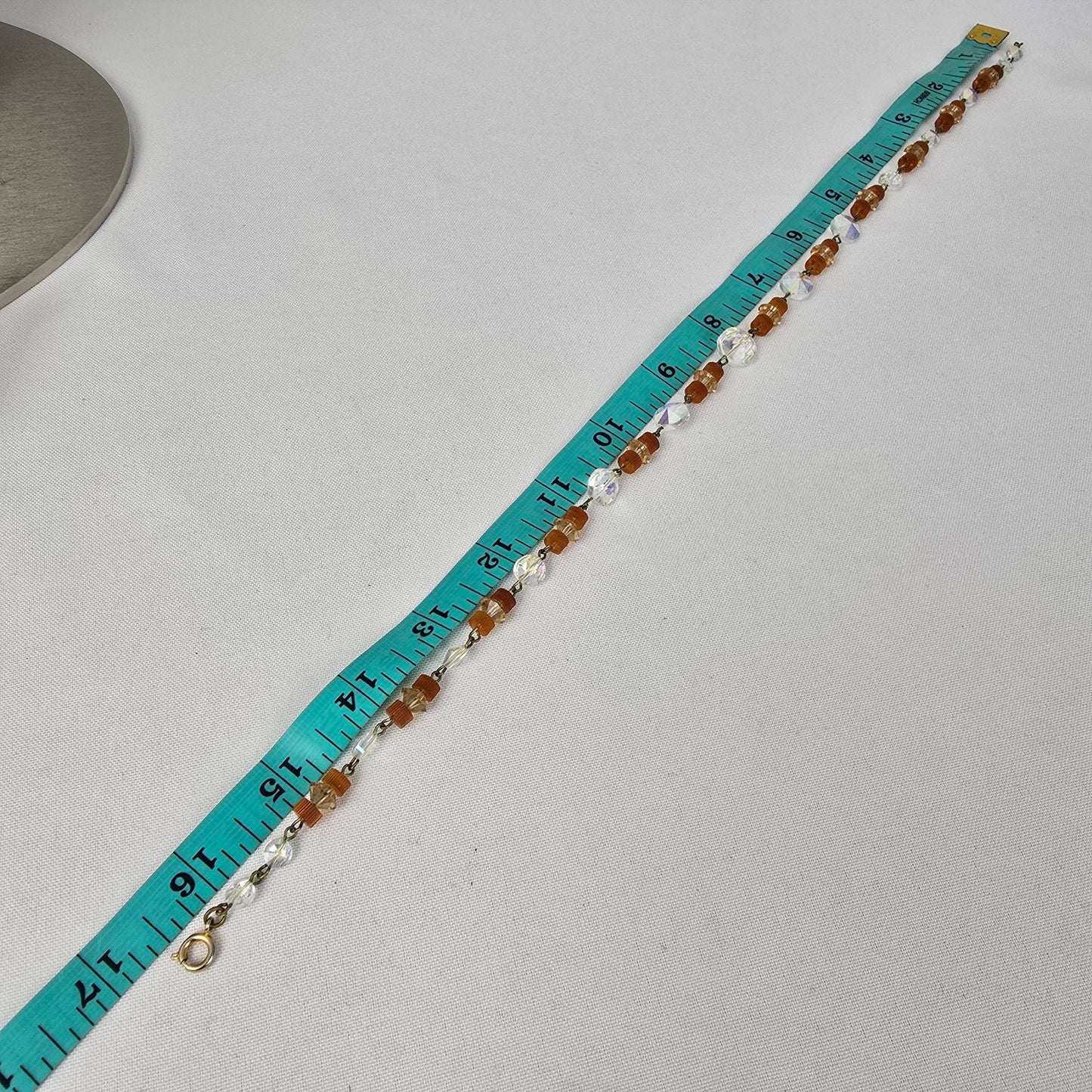 Vintage Cut Crystal Topaz Beaded Collar Necklace