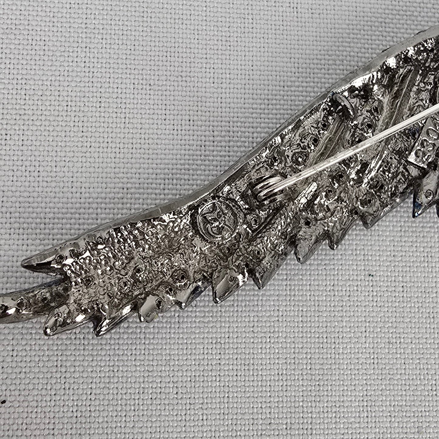 Blue Rhinestone Bird Wing Brooch