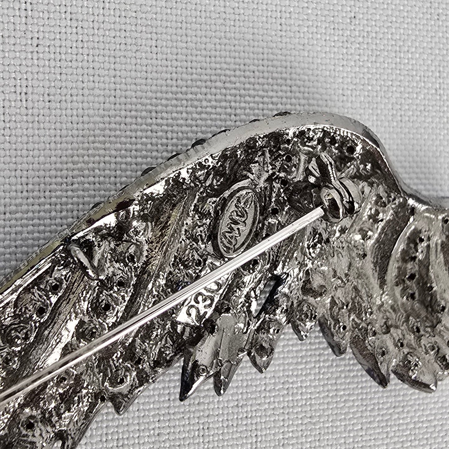 Blue Rhinestone Bird Wing Brooch