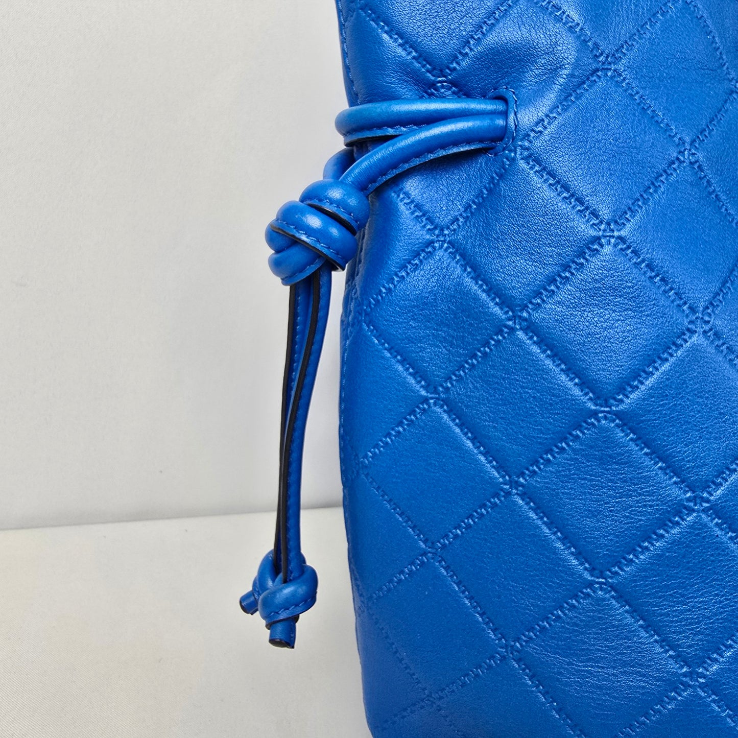 Tory Burch Blue Leather Georgia Slouchy Quilted Tote Purse